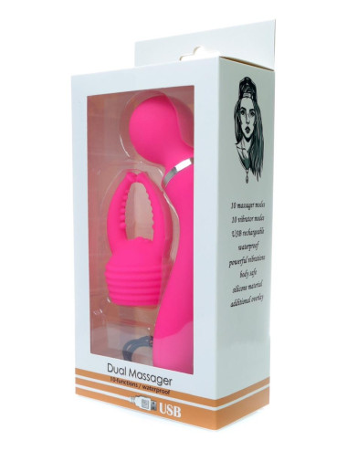 Dual Massager + overlay USB 10+10 functions Pink