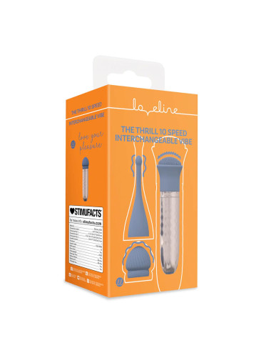 The Thrill - 10 Speed Interchangeable Vibrator - Blue