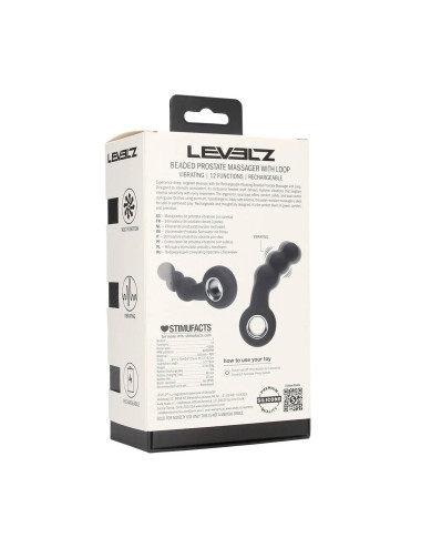 Vibrating Beaded Silicone Prostate Massager with Loop - Black