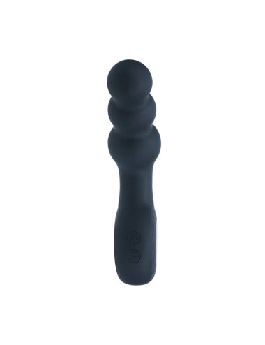 Vibrating Beaded Silicone Prostate Massager with Loop - Black