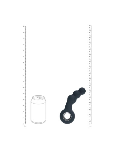 Vibrating Beaded Silicone Prostate Massager with Loop - Black