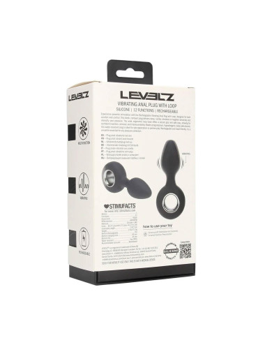 Vibrating Silicone Anal Plug with Loop - Black