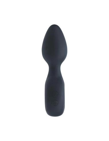 Vibrating Silicone Anal Plug with Loop - Black