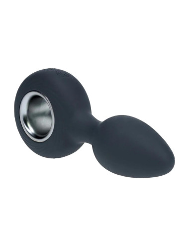 Vibrating Silicone Anal Plug with Loop - Black