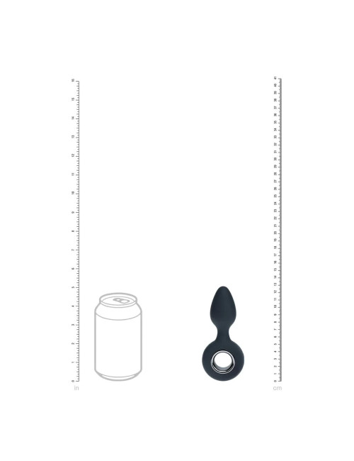 Czarny silikonowy plug analny z pętlą Levelz