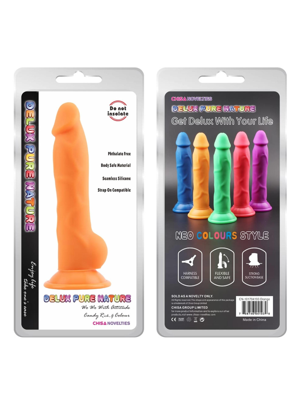 Rick.G Orange - Dildo silikonowy z przyssawką | Zabawki analne