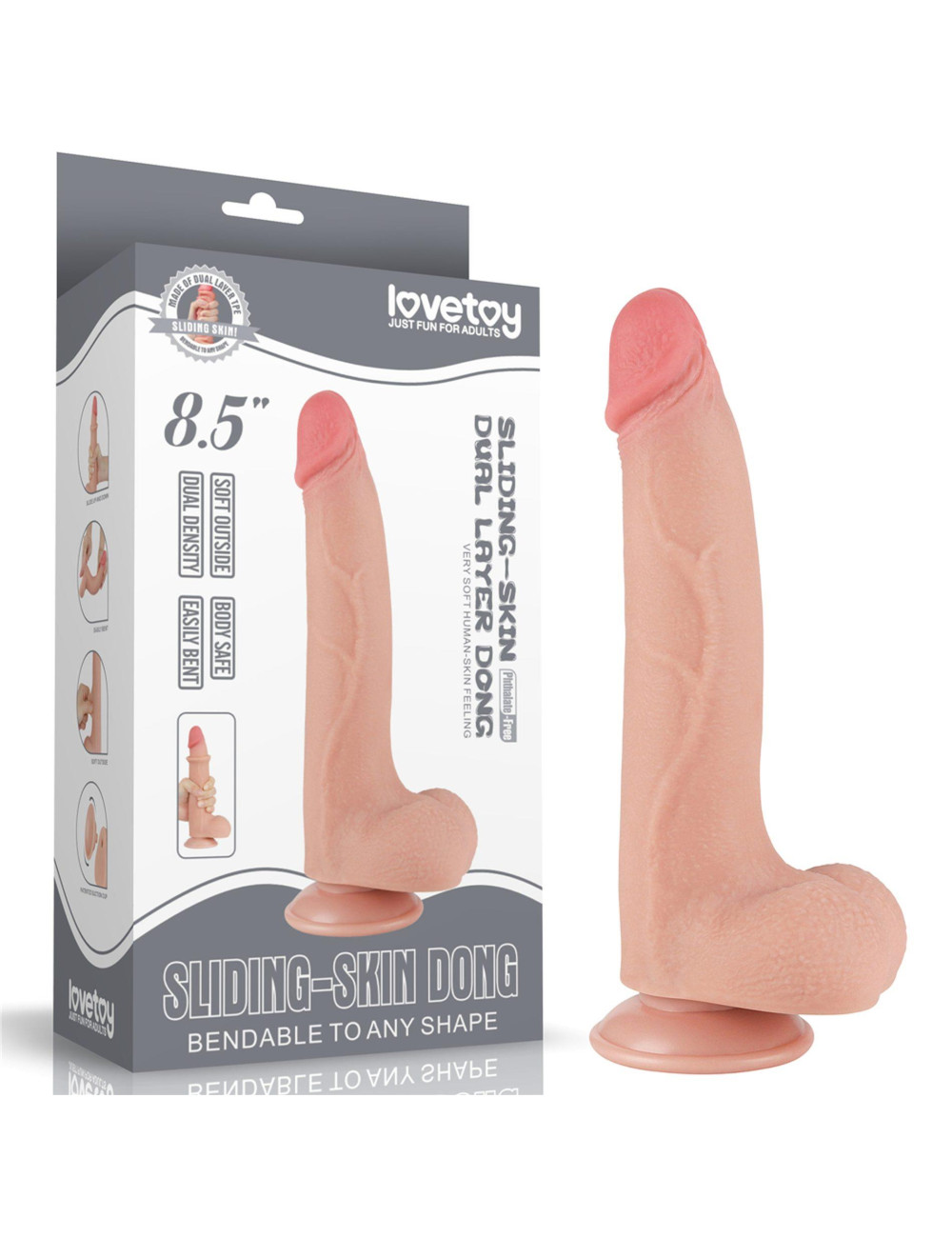 Lovetoy Realistyczne Dildo 8.5'' z dwuwarstwową skórą TPE i przyssawką