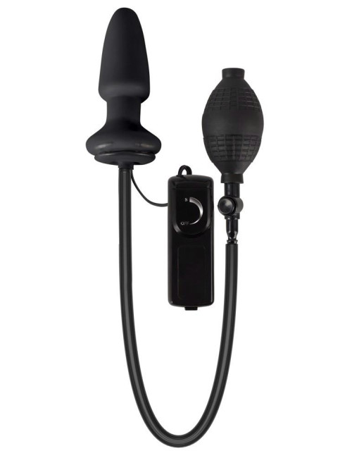 Fanny Hill Black Butt Plug Wibrujący - Nadmuchiwany Plug Anal, Latex, 12 cm