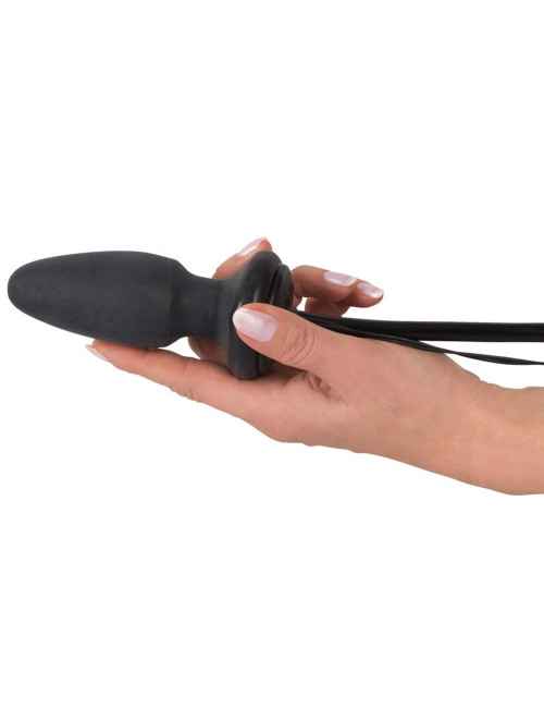 Fanny Hill Black Butt Plug Wibrujący - Nadmuchiwany Plug Anal, Latex, 12 cm