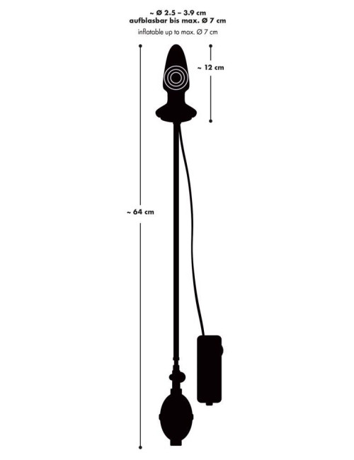 Fanny Hill Black Butt Plug Wibrujący - Nadmuchiwany Plug Anal, Latex, 12 cm