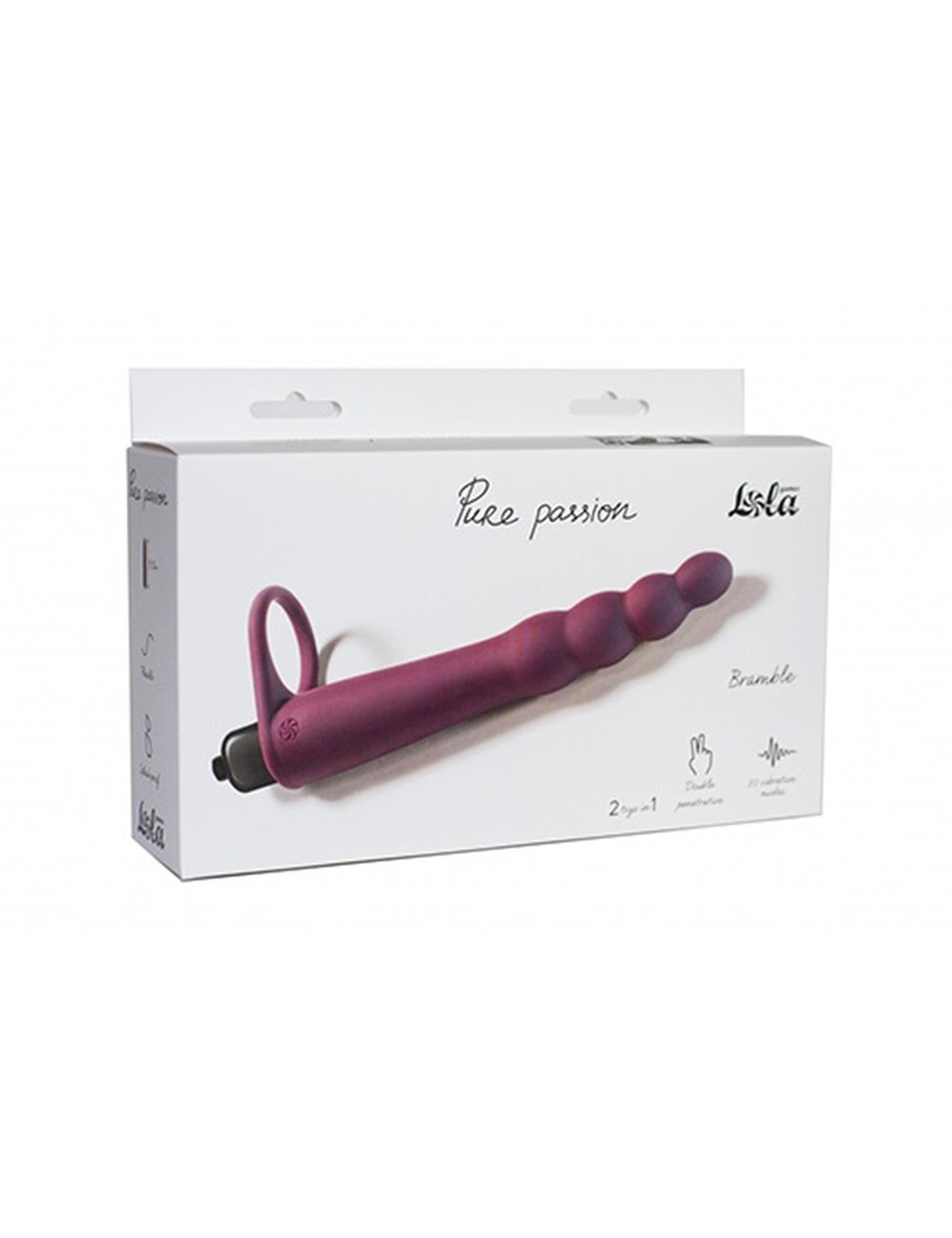Lola Toys Pure Passion Bramble - Strap-On z wibracją Wine Red