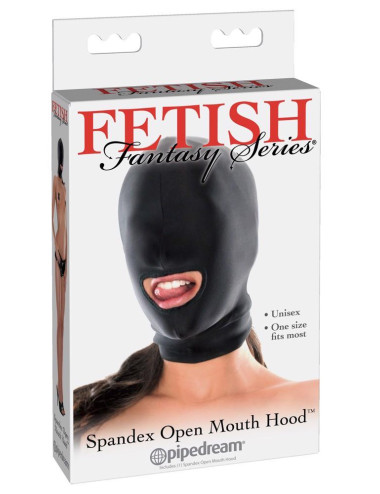 Maska BDSM Fetish Fantasy Series Open Mouth Spandex Hood