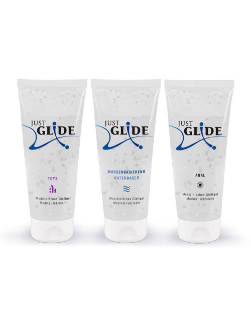 Just Glide 3x200ml - zestaw żeli na bazie wody, afrodyzjaki