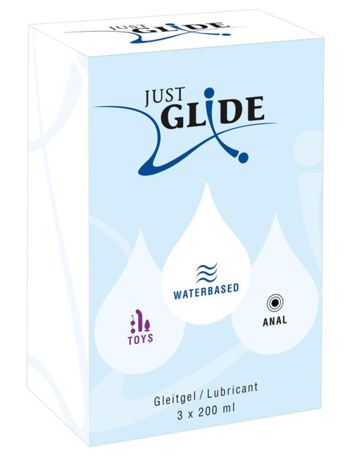 Just Glide 3x200ml - zestaw żeli na bazie wody, afrodyzjaki
