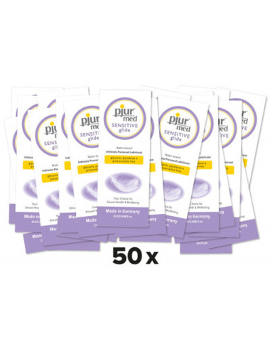 Żel pjur MED Sensitive glide - Afrodyzjak żel na bazie wody, 2 ml, 50 szt.