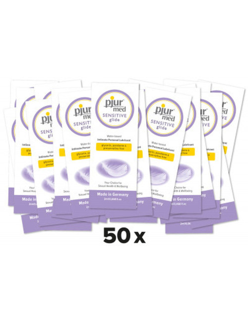 Żel pjur MED Sensitive glide - Afrodyzjak żel na bazie wody, 2 ml, 50 szt.