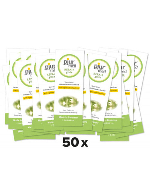 Żel Pjur MED Repair Glide 2ml – lubrykant na bazie wody z hialuronem, regenerujący, Afrodyzjaki, 50 szt.