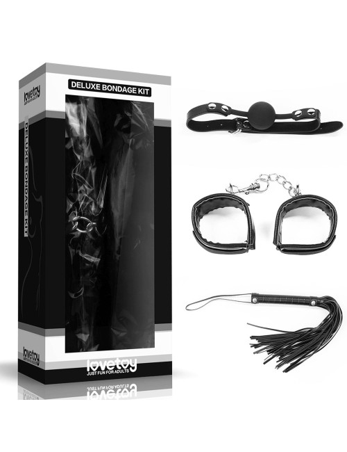 Zestaw Zabawek BDSM Deluxe Bondage Kit - Kajdanki, Pejcz i Akcesoria