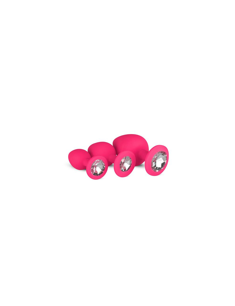 Zestaw 3 wtyczek analnych Diamond Pink – silikonowy, bezpieczny, biżuteria analna