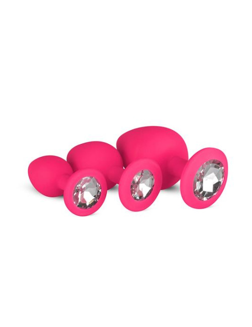Zestaw 3 wtyczek analnych Diamond Pink – silikonowy, bezpieczny, biżuteria analna
