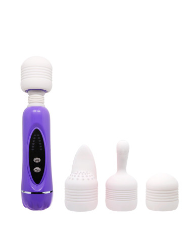 Baile Magical Massager - Wibrator Masażer 12 funkcji, 1+3 zestaw z silikonowymi nakładkami - Zabawka erotyczna