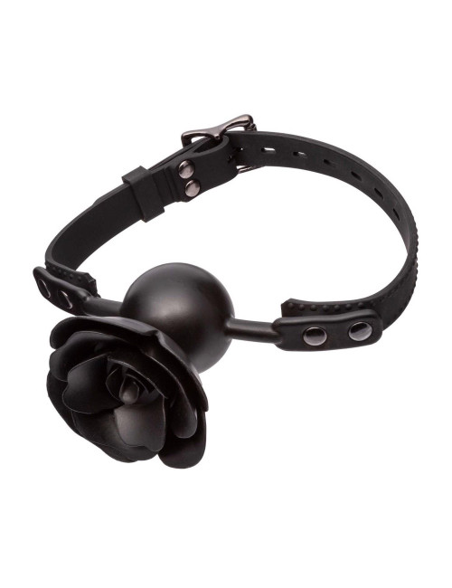 Removable Rose Gag Black – Zabawki BDSM Knebel Silikonowy z Zdejmowaną Różą, Wodoodporny