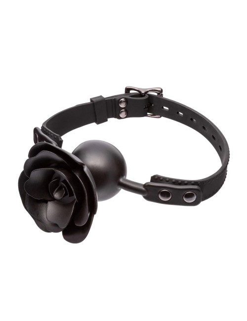 Removable Rose Gag Black – Zabawki BDSM Knebel Silikonowy z Zdejmowaną Różą, Wodoodporny