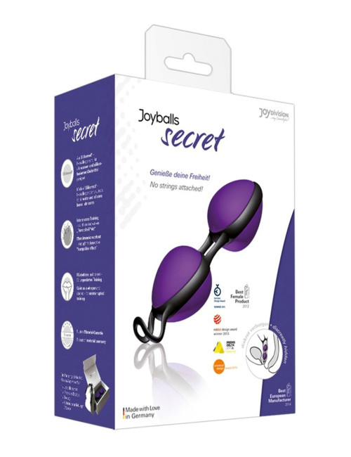 Kulki bez wibracji Joyballs Secret - violet-black, silikon medyczny
