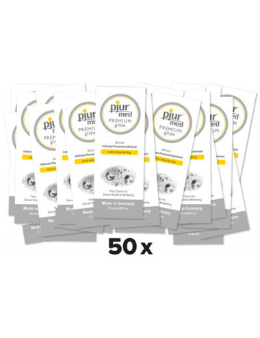 Pjur Med Premium Glide – silikonowy żel na bazie silikonu, afrodyzjaki, 1,5 ml, 50 szt, bez konserwantów.