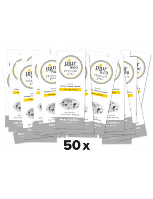 Pjur Med Premium Glide – silikonowy żel na bazie silikonu, afrodyzjaki, 1,5 ml, 50 szt, bez konserwantów.