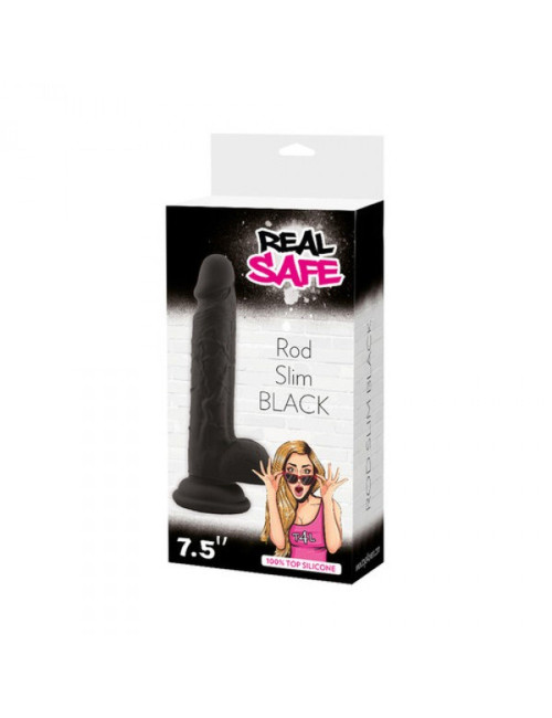 Real Safe Realistyczne Czarne Dildo Slim