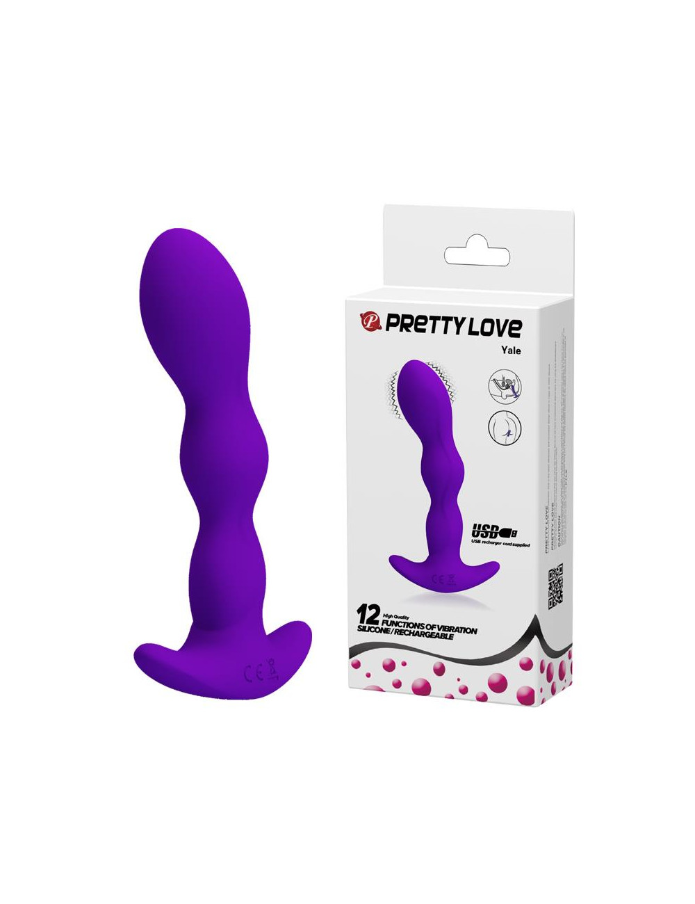 PRETTY LOVE YALE USB – Plug Anal Wibrujący 12 Funkcji, Silikon, Wodoodporny, Zabawki Analne