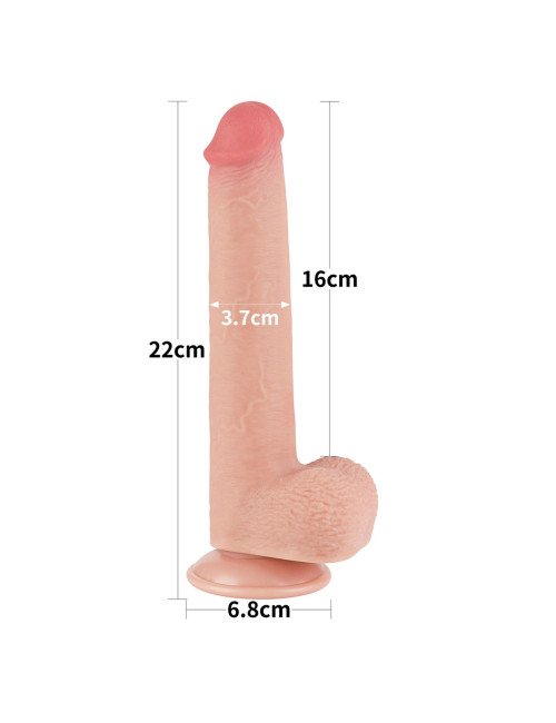 Lovetoy 9-calowe Dwuwarstwowe Dildo z Ruchomą Skórą Cieliste