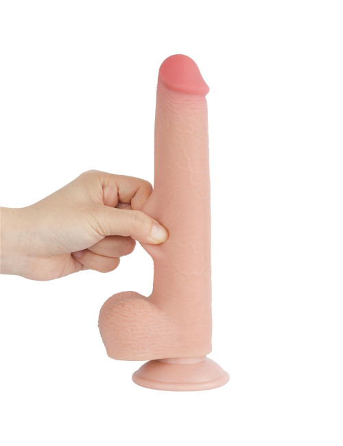 Lovetoy 9-calowe Dwuwarstwowe Dildo z Ruchomą Skórą Cieliste