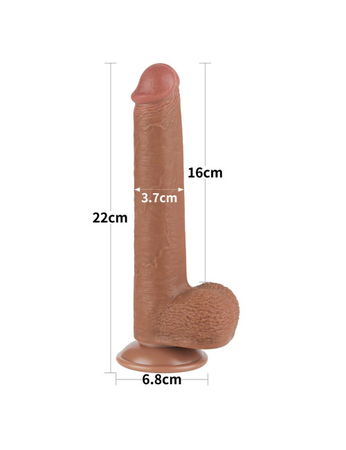 Lovetoy 9-calowe Dwuwarstwowe Dildo z Ruchomą Skórą Brązowe