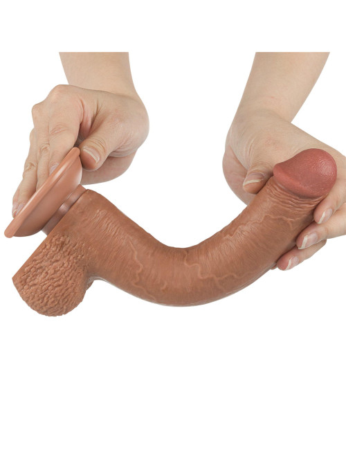Lovetoy 9-calowe Dwuwarstwowe Dildo z Ruchomą Skórą Brązowe