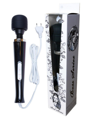 Stymulator Magic Massager Wand - masażer wibrator, 32 cm, 10 funkcji, silikon/ABS, 110-240V, zabawka czarna
