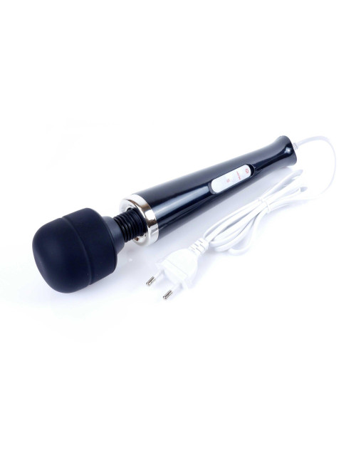Stymulator Magic Massager Wand - masażer wibrator, 32 cm, 10 funkcji, silikon/ABS, 110-240V, zabawka czarna
