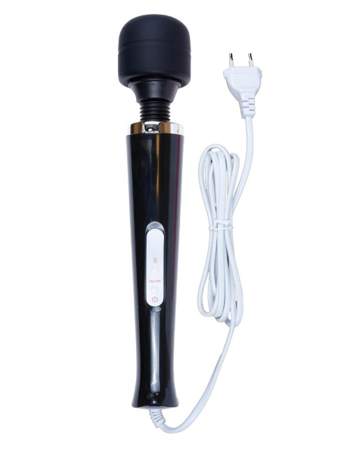 Stymulator Magic Massager Wand - masażer wibrator, 32 cm, 10 funkcji, silikon/ABS, 110-240V, zabawka czarna