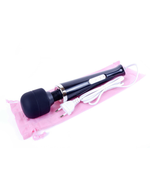 Stymulator Magic Massager Wand - masażer wibrator, 32 cm, 10 funkcji, silikon/ABS, 110-240V, zabawka czarna
