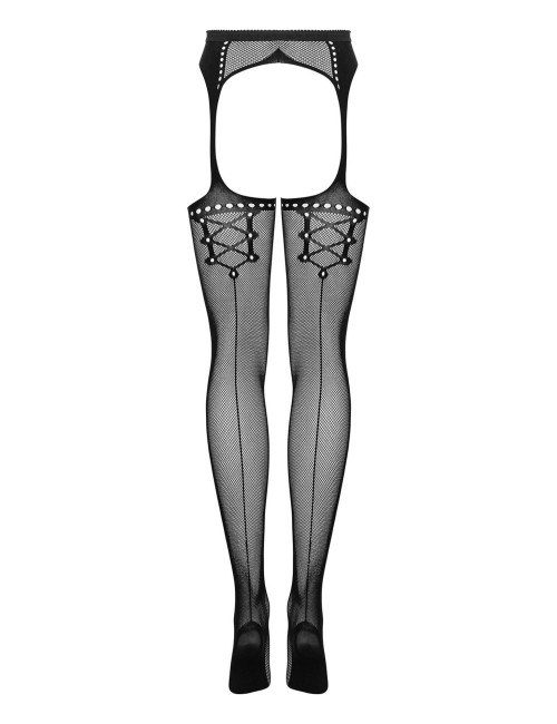 Obsessive S314 - czarne pończochy do pasa S/M/L