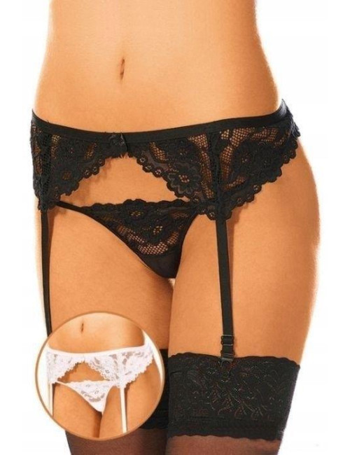SoftLine Collection 3309 - czarny pas do pończoch S/M