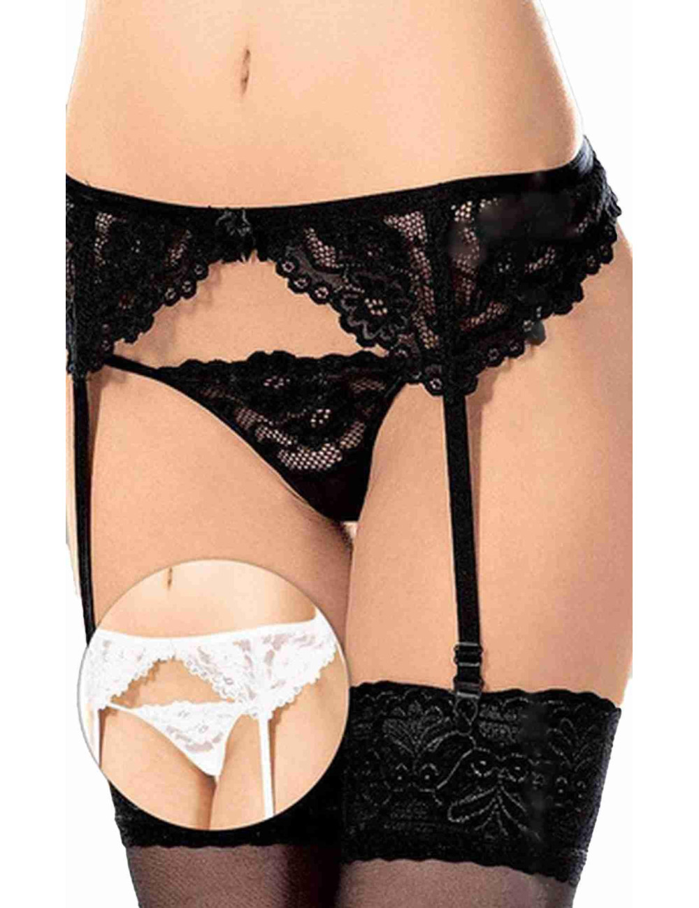 SoftLine Collection 3309 - czarny pas do pończoch M/L