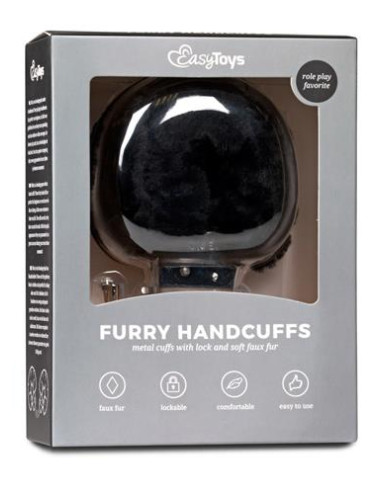 Kajdanki-Furry Black - Zabawki BDSM Kajdanki Futrzane dla Par