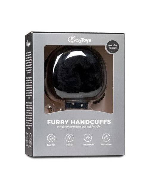 Kajdanki-Furry Black - Zabawki BDSM Kajdanki Futrzane dla Par