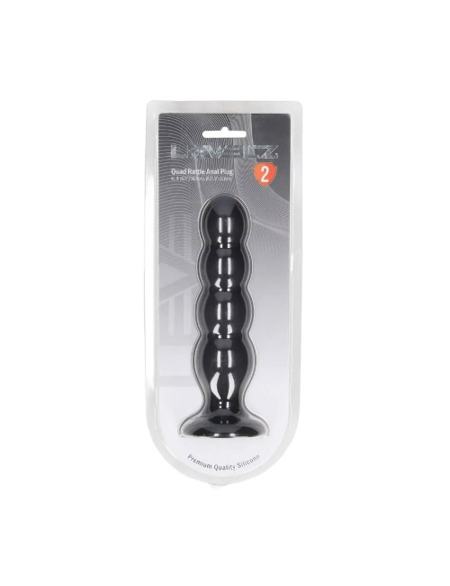 Quad Rattle Liquid Silicone Anal Plug - XL - Black