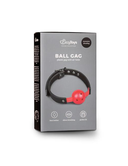 Knebel-Ball Gag z PVC Ball - Czerwony | Zabawki BDSM Kneble
