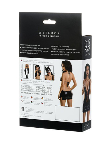 Glossy Shiny Wetlook dress JULIE - black M