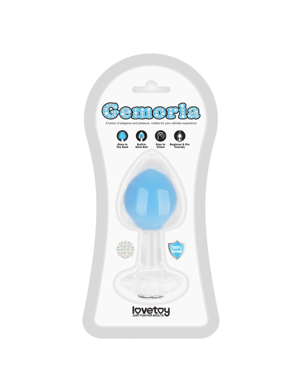 Gemoria Silicone Butt Plug (Glow-In-The-Dark) - blue