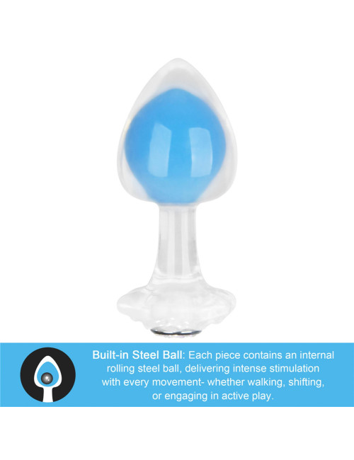 Gemoria Silicone Butt Plug (Glow-In-The-Dark) - blue